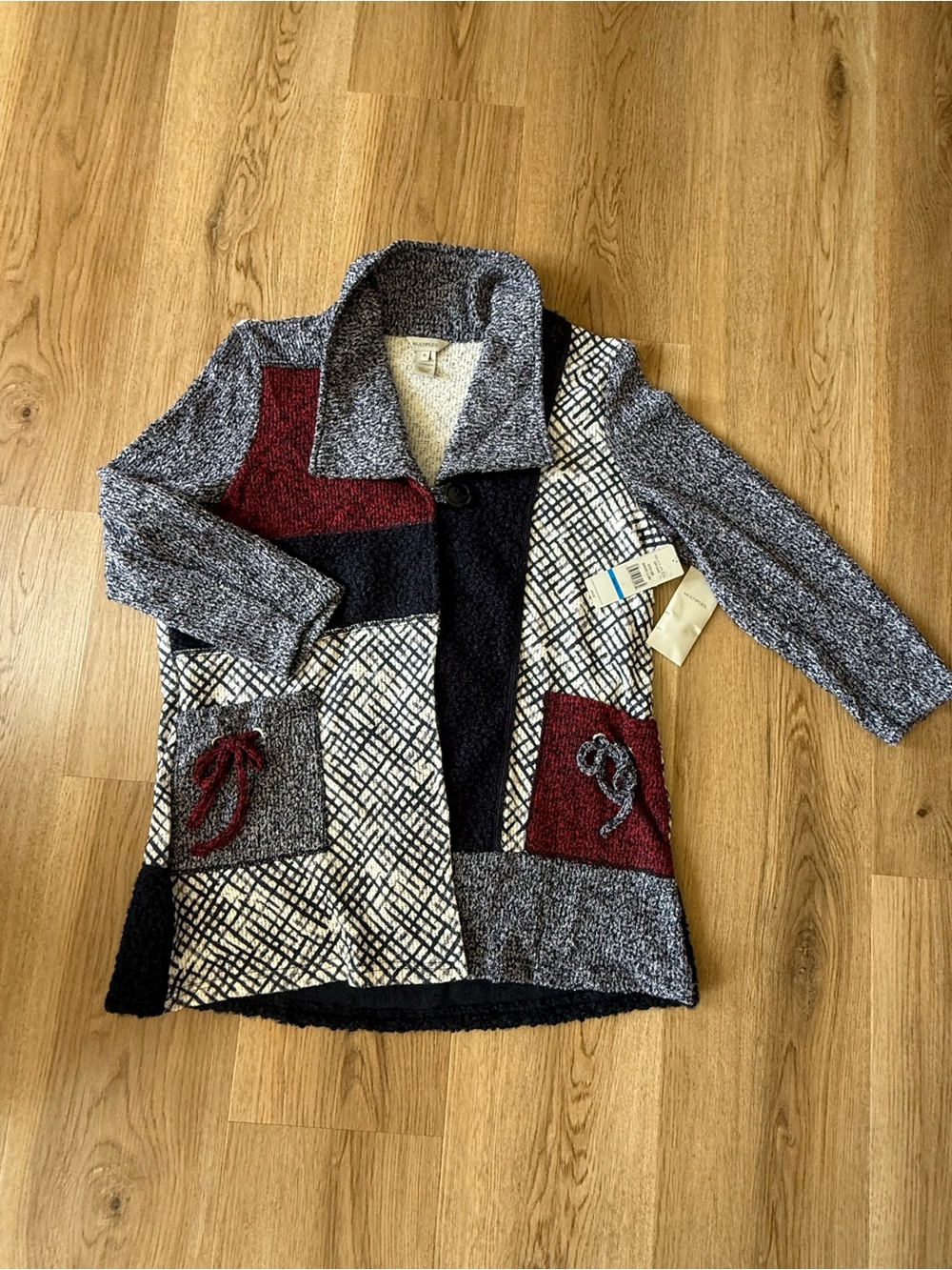 Multiples Patchwork Knit Cardigan Jacket XL NWT original retail $79